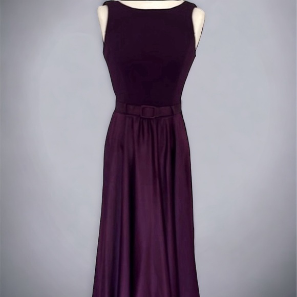Y2K Allure Purple Satin Formal Dress Gown Glam Belt V-Back Sz 8 USA - Picture 5 of 16